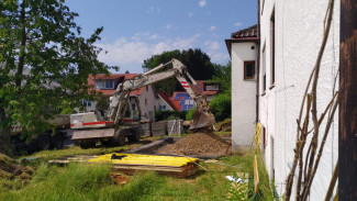 Bagger im Garten